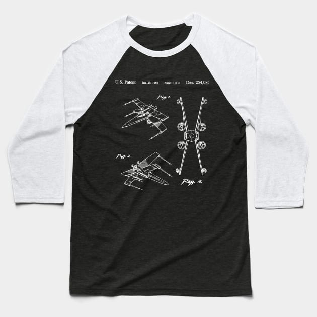 X-Wing Fighter Patent Design - white Baseball T-Shirt by DennisMcCarson